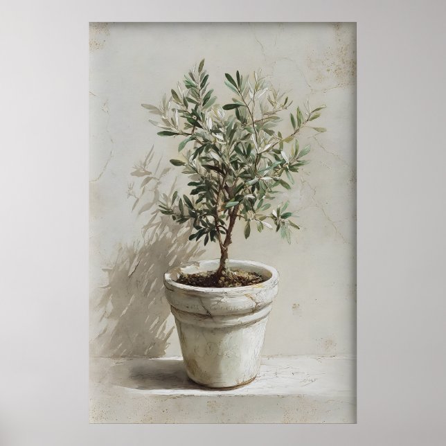 Olivenbaumdruck, digitale Frühlandschaft, 19. Poster (Vorne)