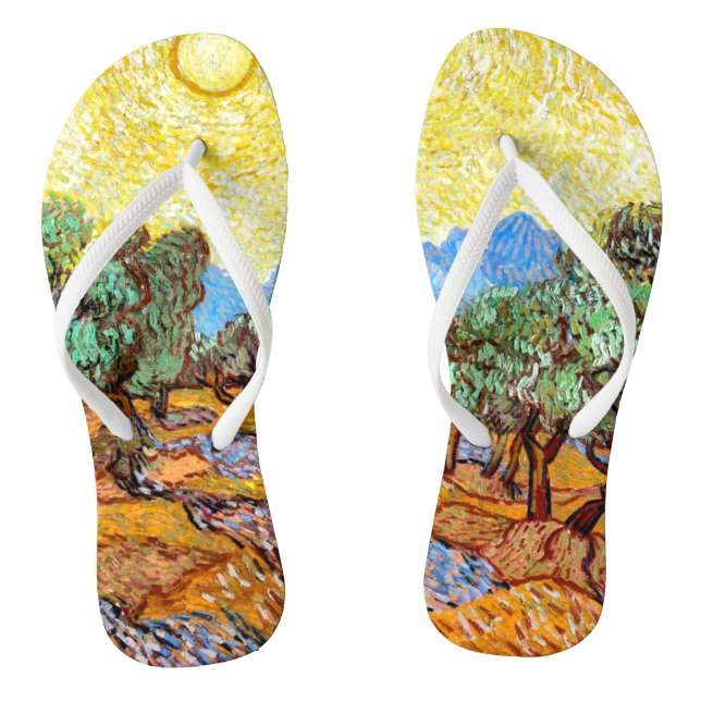 Olivenbäume (1889) Van Gogh Landschaft Unisex Flip Flops (Fußbett)