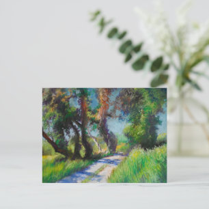 Olivenbäume am Meer – Mediterrane Pastellzeichnung Postkarte