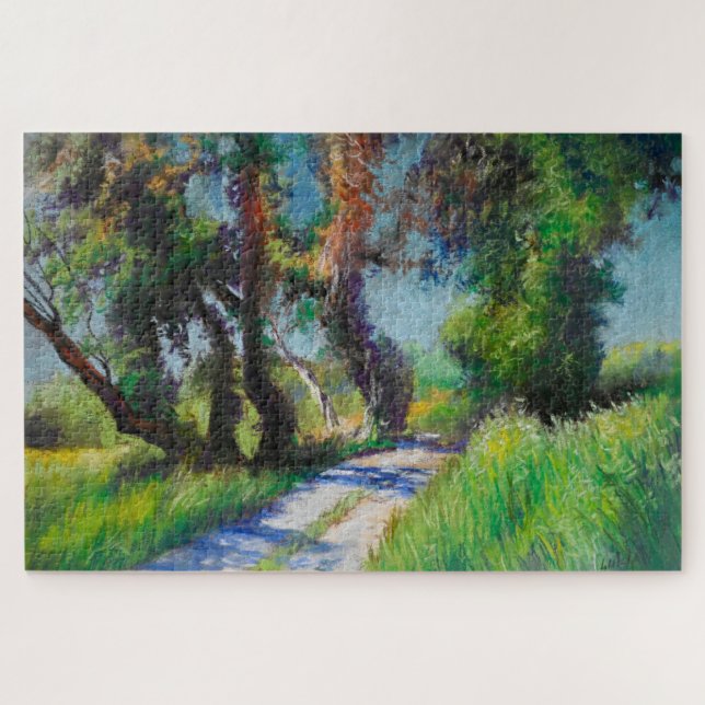 Olivenbäume am Meer – mediterranes Pastell (Horizontal)