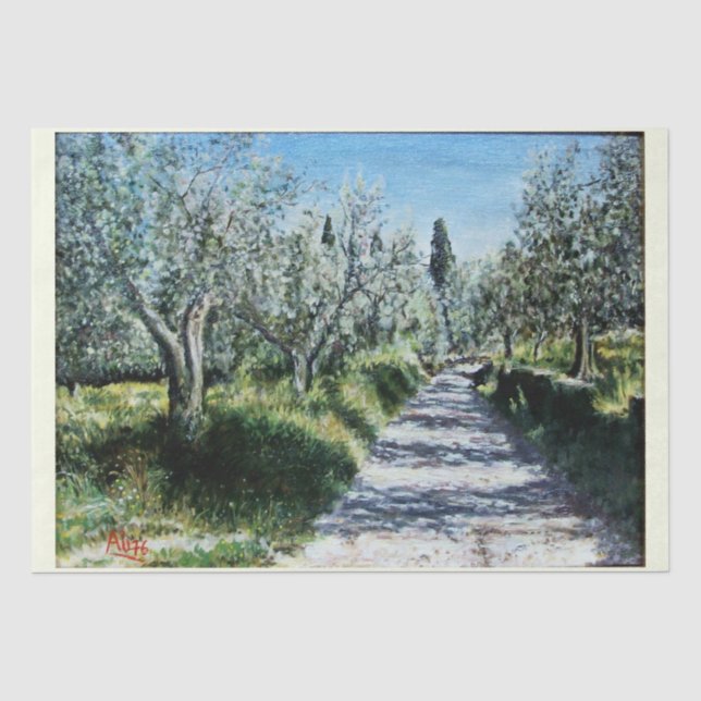 OLIVENBÄUME IN RIMAGGIO SEIDENPAPIER (Vorderseite)