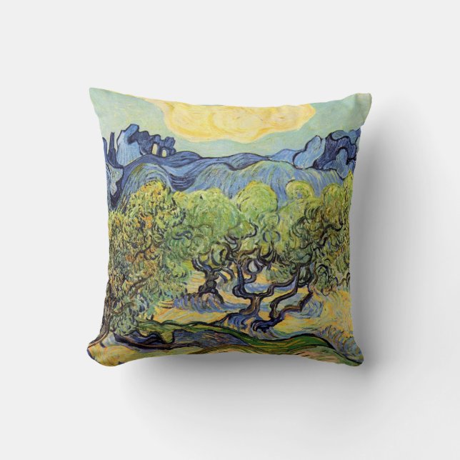 Olivenbäume mit Alpillen von Vincent van Gogh Kissen (Vorderseite)