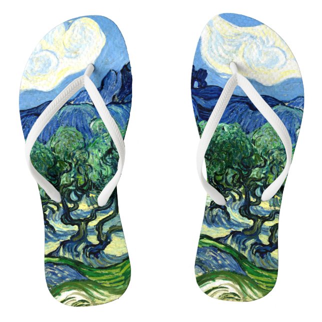 Olivenbäume mit Alpilles (1889) Vincent Van Gogh Flip Flops (Fußbett)