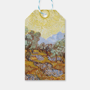 Olivenbäume mit gelbem Himmel und Sonne Geschenkanhänger