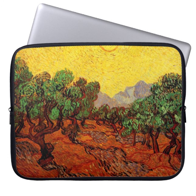 Olivenbäume mit gelbem Himmel und Sonne, van Gogh Laptopschutzhülle (Vorderseite)