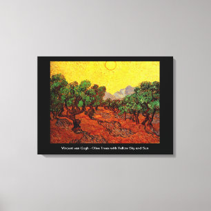 Olivenbäume mit gelbem Himmel und Sonne, van Gogh Leinwanddruck