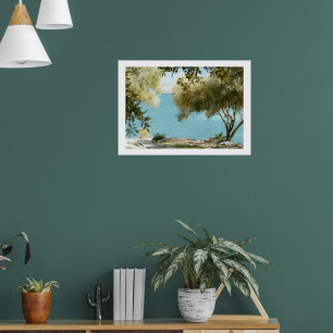 Olivenbäume und Ionisches Meer, Kassiopi, Insel Ko Poster