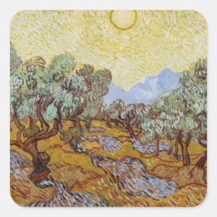 Olivenbäume Vincent van Goghs  , 1889 Quadratischer Aufkleber