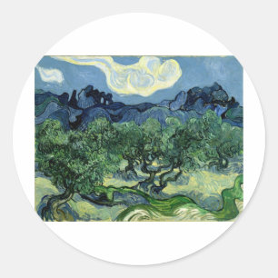 Olivenbäume von Vincent van Gogh (1889) Runder Aufkleber