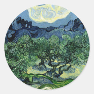 Olivenbäume von Vincent van Gogh (1889) Runder Aufkleber