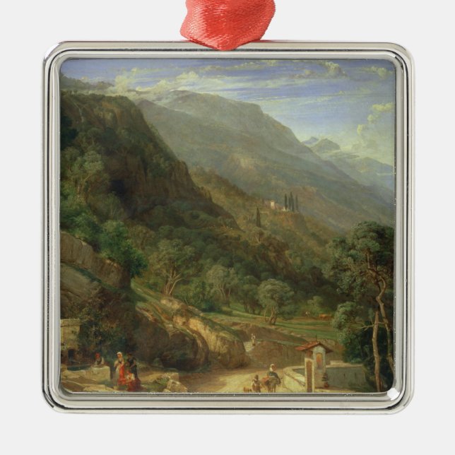 Olivenbaumgruppen bei Varenna, See Como, Italien, Ornament Aus Metall (Vorne)