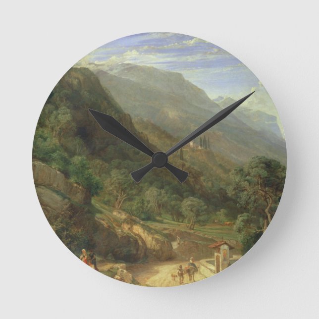 Olivenbaumgruppen bei Varenna, See Como, Italien, Runde Wanduhr (Vorderseite)