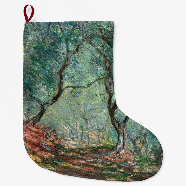 Olivenbaumholz im Moreno Gardens (von Monet) Großer Weihnachtsstrumpf (Vorderseite)