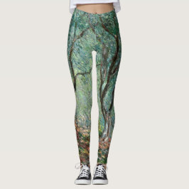 Olivenbaumholz im Moreno Gardens (von Monet) Leggings