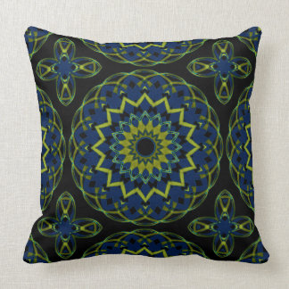 Olivenblau auf dem Schwarzen Kaleidoherz Kissen