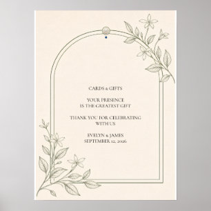 Olivenbotanik-Karten und Geschenke Hochzeitsschild Poster