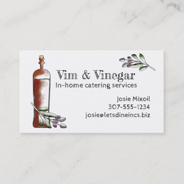Olivenessigflaschen-Kochs-Catering-Geschäftskarten Visitenkarte (Vorderseite)