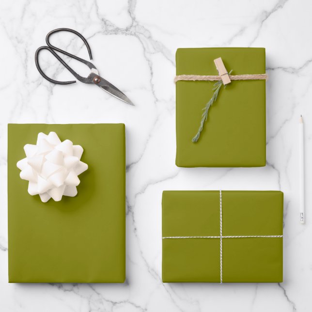 Olivenfarbe Geschenkpapier Set (Vorderseite)