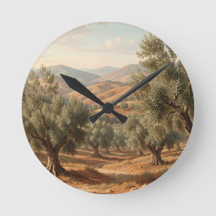 Olivenhain Rollende Hügel Toskana Landschaft Runde Wanduhr