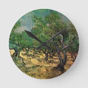 Olivenhain von Vincent van Gogh Runde Wanduhr