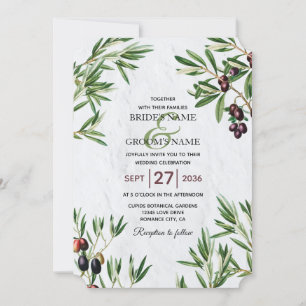 Olivenhaine Blätter Griechische Insel Hochzeit im  Einladung