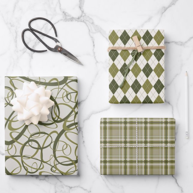 Olivenhaine khaki masculine zu jeder Gelegenheit Geschenkpapier Set (Vorderseite)