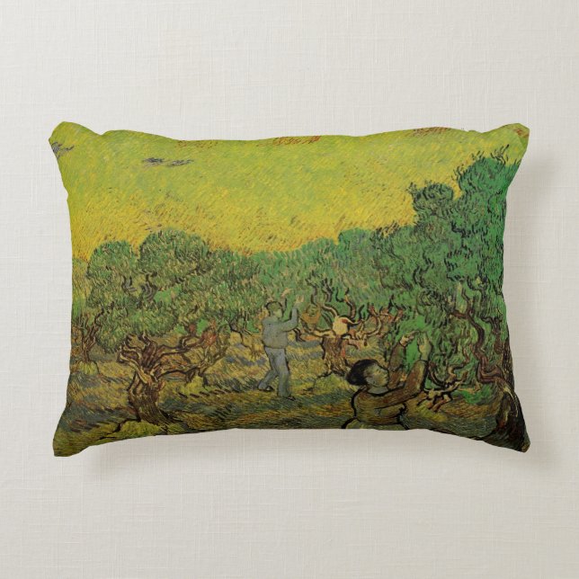 Olivenhaine mit Pickfiguren, Vincent van Gogh Dekokissen (Vorderseite)