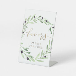 Olivenkranz in Aquarellfarbe begünstigt Schild