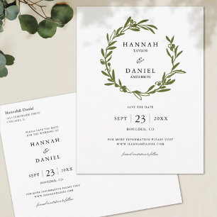 Olivenkranz Save the Date Postkarte