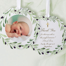 Olivenkranz Taufe danke Ornament Karte
