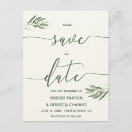 Olivenöl-Blätter Save the Date Karte