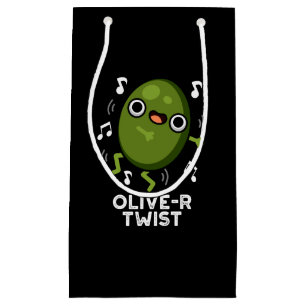 Olivenöl-Drehung Funny Fruit Olive Pun Dark BG Kleine Geschenktüte