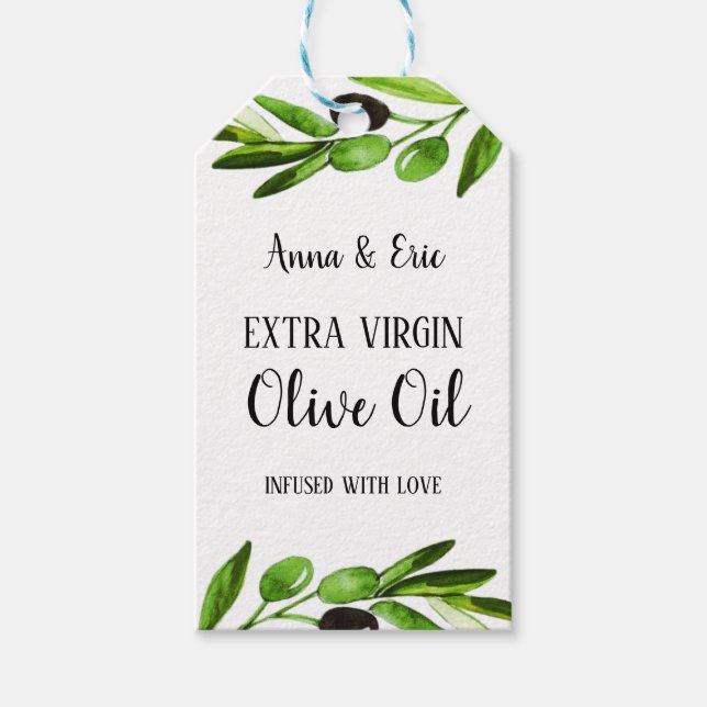 Olivenöl Extra Jungfrau Elegante Moderne Hochzeit Geschenkanhänger (Vorderseite)