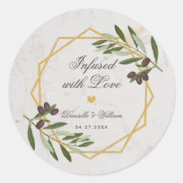 Olivenöl mit Liebe Foliage-Gastgeschenke Hochzeite Runder Aufkleber