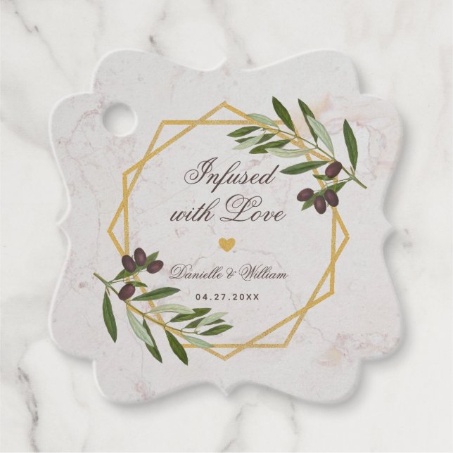 Olivenöl mit Liebe Gold & Foliage Geschenkanhänger (Vorderseite)