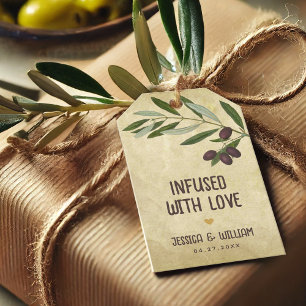 Olivenöl mit Liebe versetzt rustikales Hochzeitsge Geschenkanhänger