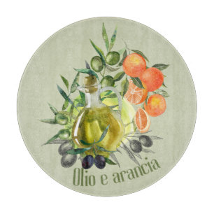 Olivenöl und Orange: Schneidebrett