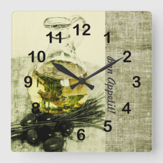 Olivenölflasche Kochen Stillleben Quadratische Wanduhr