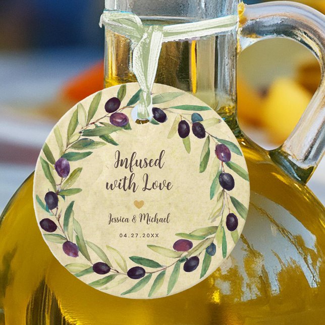 Olivenölkranz infiziert mit Liebe Rustikale Hochze Geschenkanhänger (Von Creator hochgeladen)