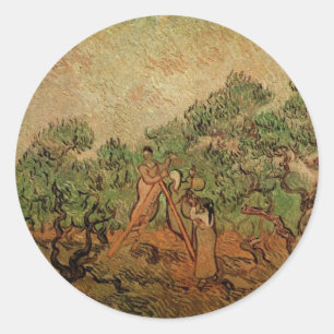 Olivenpflückende von Vincent van Gogh Runder Aufkleber
