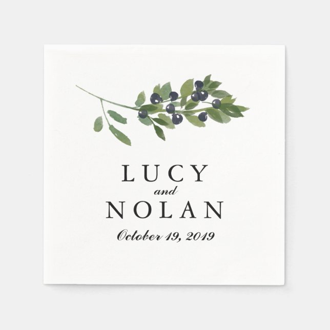 Olivenweg | Hochzeitsempfang Serviette (Vorderseite)