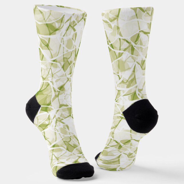 olivenweiß abstrakt modisches modernes Muster Socken (Gewinkelt)