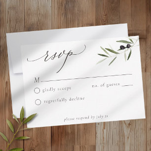 Olivenzweig Aquarell Elegante Minimalistische Hoch RSVP Karte
