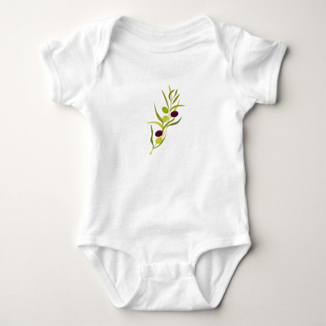 Olivenzweig Baby Strampler (Vorderseite)