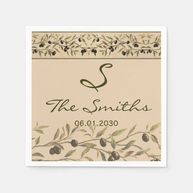 Olivenzweig: Eine Hochzeit toskanischer Touch Serviette (Vorderseite)