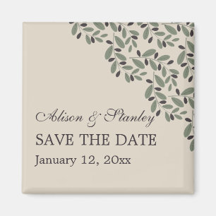 Olivenzweig-Kranz Hochzeit Save the Date Magnet