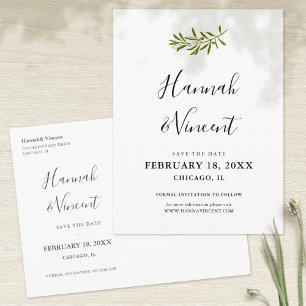 Olivenzweig Save-the-Date-Postkarte Ankündigungspostkarte