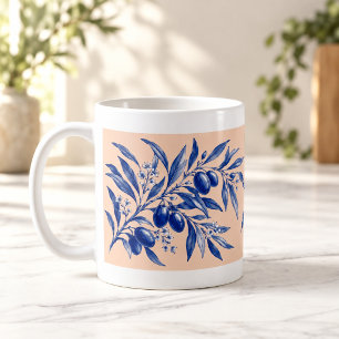Olivenzweig-Stunden Kobalt-Botanik-Mug Kaffeetasse