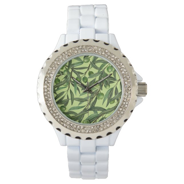 Olivenzweige auf Honigtau Armbanduhr (Vorderseite)