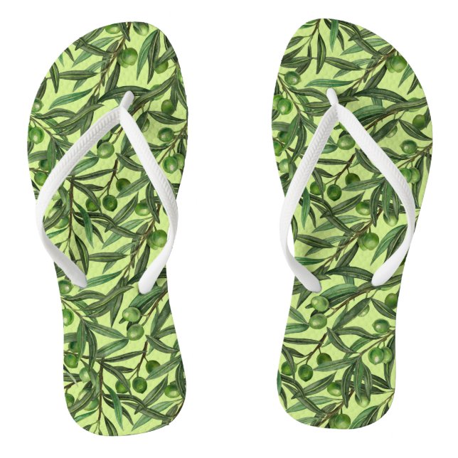 Olivenzweige auf Honigtau Flip Flops (Fußbett)